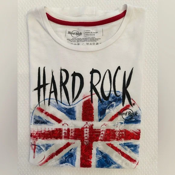 HARD ROCK Women's Sequin Guitar Flag Tee - Picture 7 of 8